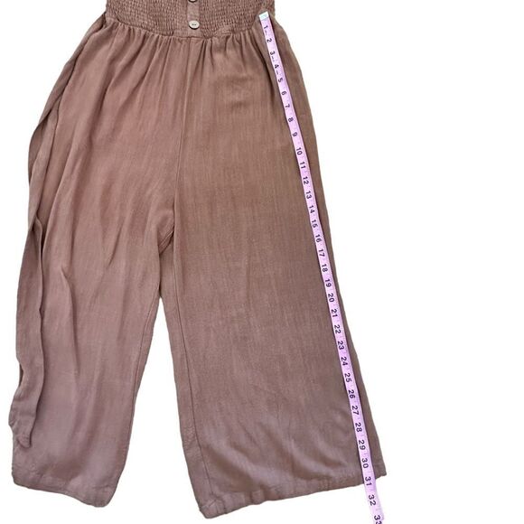 Allie Rose ~ Brown smocked strapless jumper ~ size M ~ cotton/linen blend - Picture 12 of 16